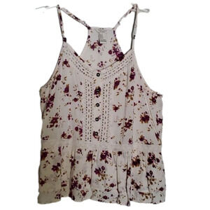 Forever 21 Crochet Lace Floral Sleeveless Peplum Top Girl's Size Medium